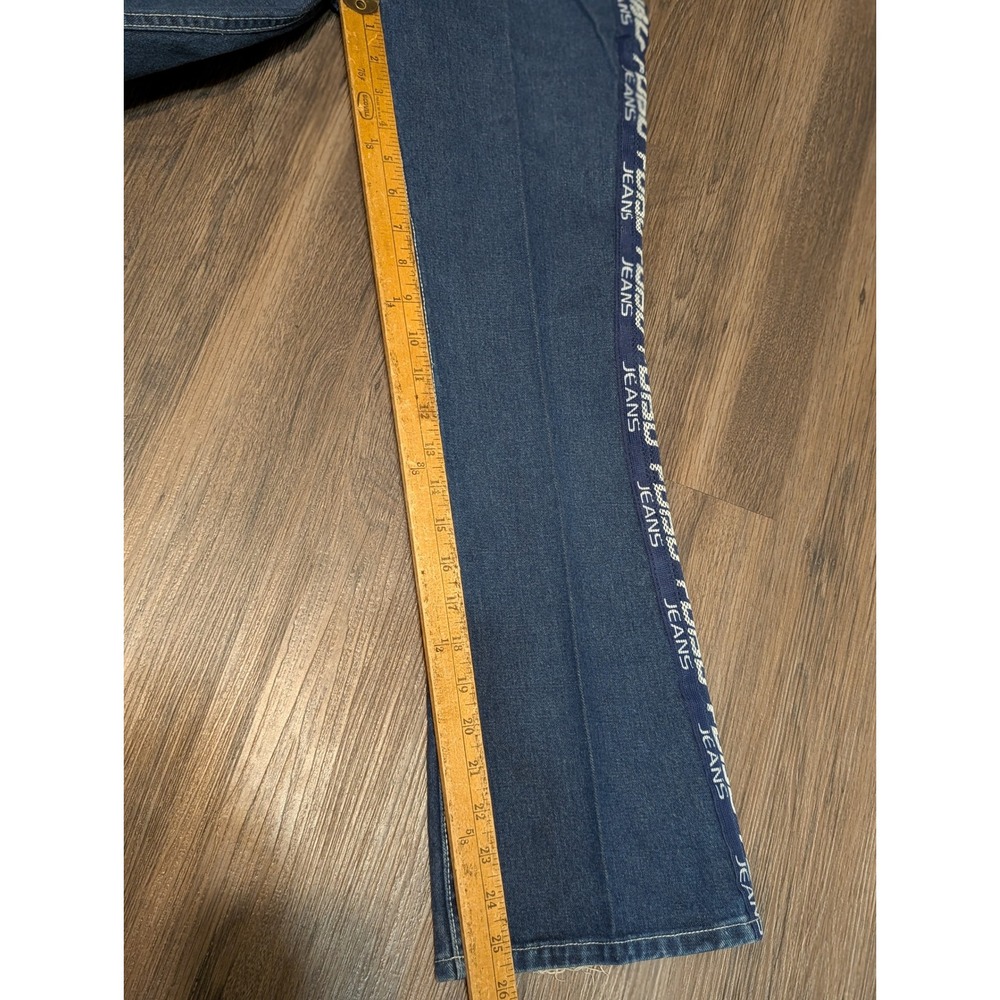 FUBU Jeans Y2K Vintage Logo Trim Flare Leg Denim Pants Size 10 - READ! - Picture 4 of 7